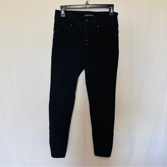 Blue Savvy Black Stretch Denim Capri Jeans Size 9/29 - Picture 1 of 9